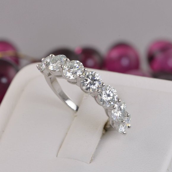 3.5 ct Moissanite Ring 7 Diamond Half Eternity Band Ring NEW - Picture 6 of 9